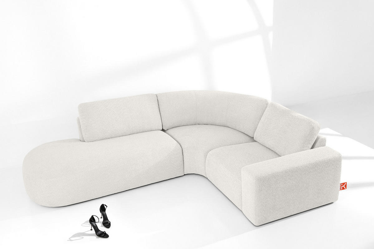 ECKSOFA LINKS ZUCCO, Ecru - Ecru, Holz/Holzwerkstoff (224/293cm) - KONSIMO®