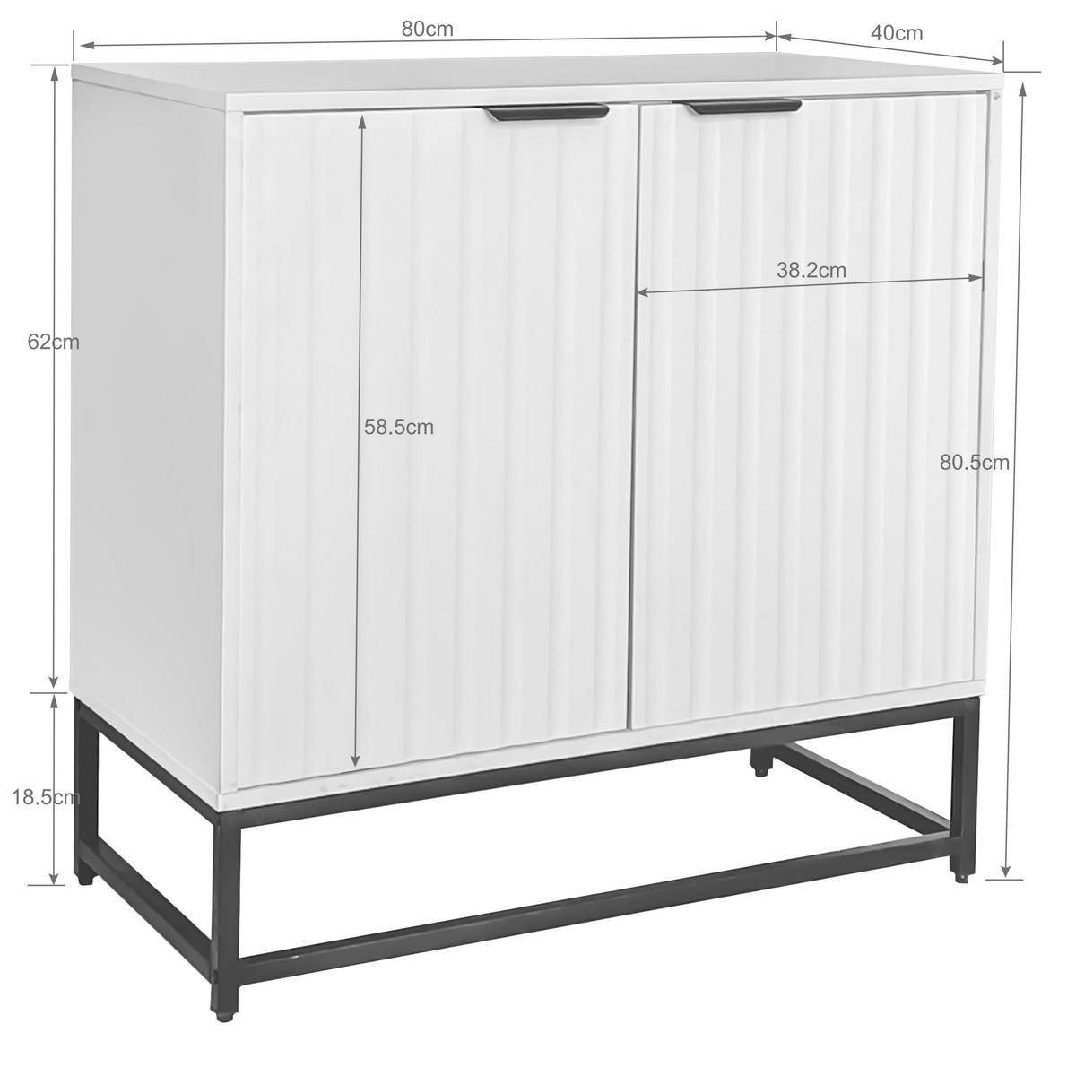 KOMMODE mit 2 Türen, 80 x 40 x 80 cm, Weiß, Spanplatte - Weiß, Holzwerkstoff (80/80/40cm) - SONNENH