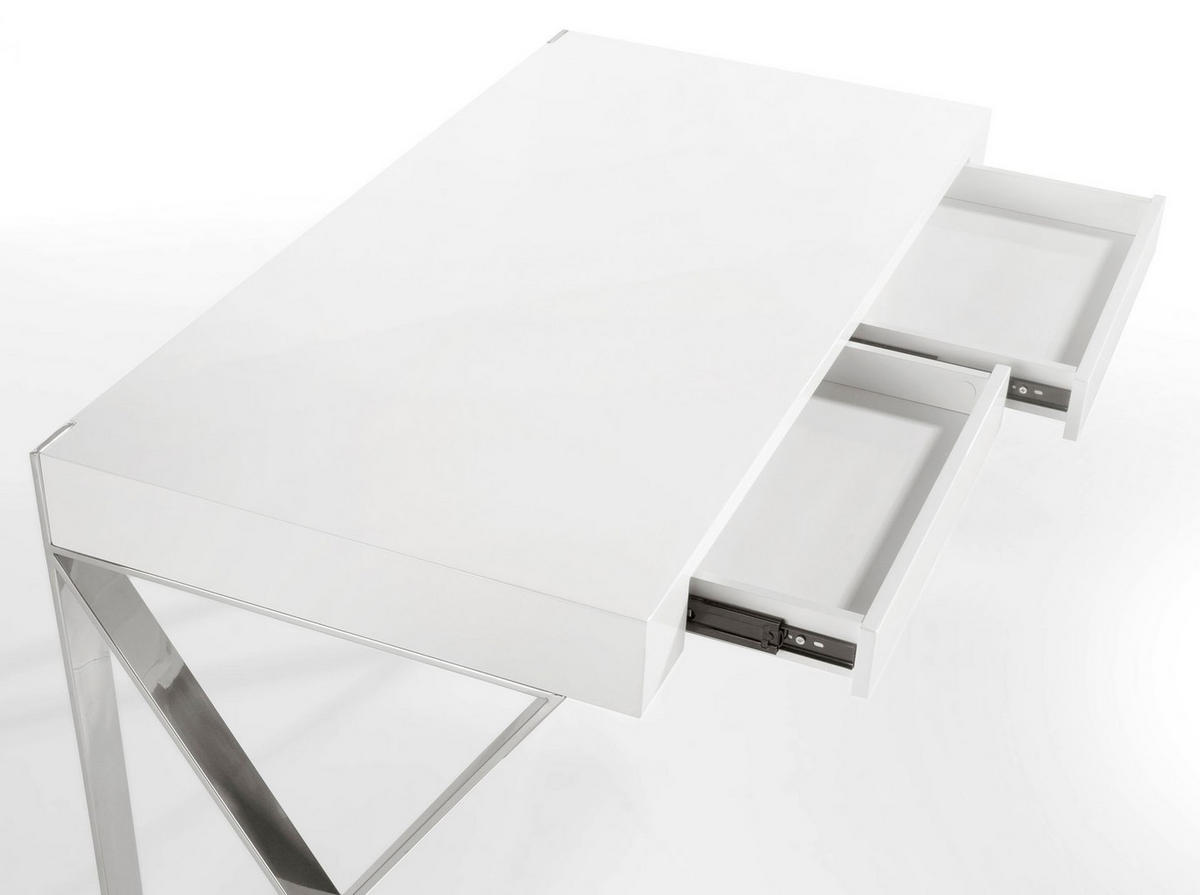 SCHREIBTISCH Schreibtisch aus weißem Holz und verchromtem Stahl 120/61/76 cm - Edelstahlfarben/Weiß, Holz/Metall (61/120/76cm) - ANGEL CERDA