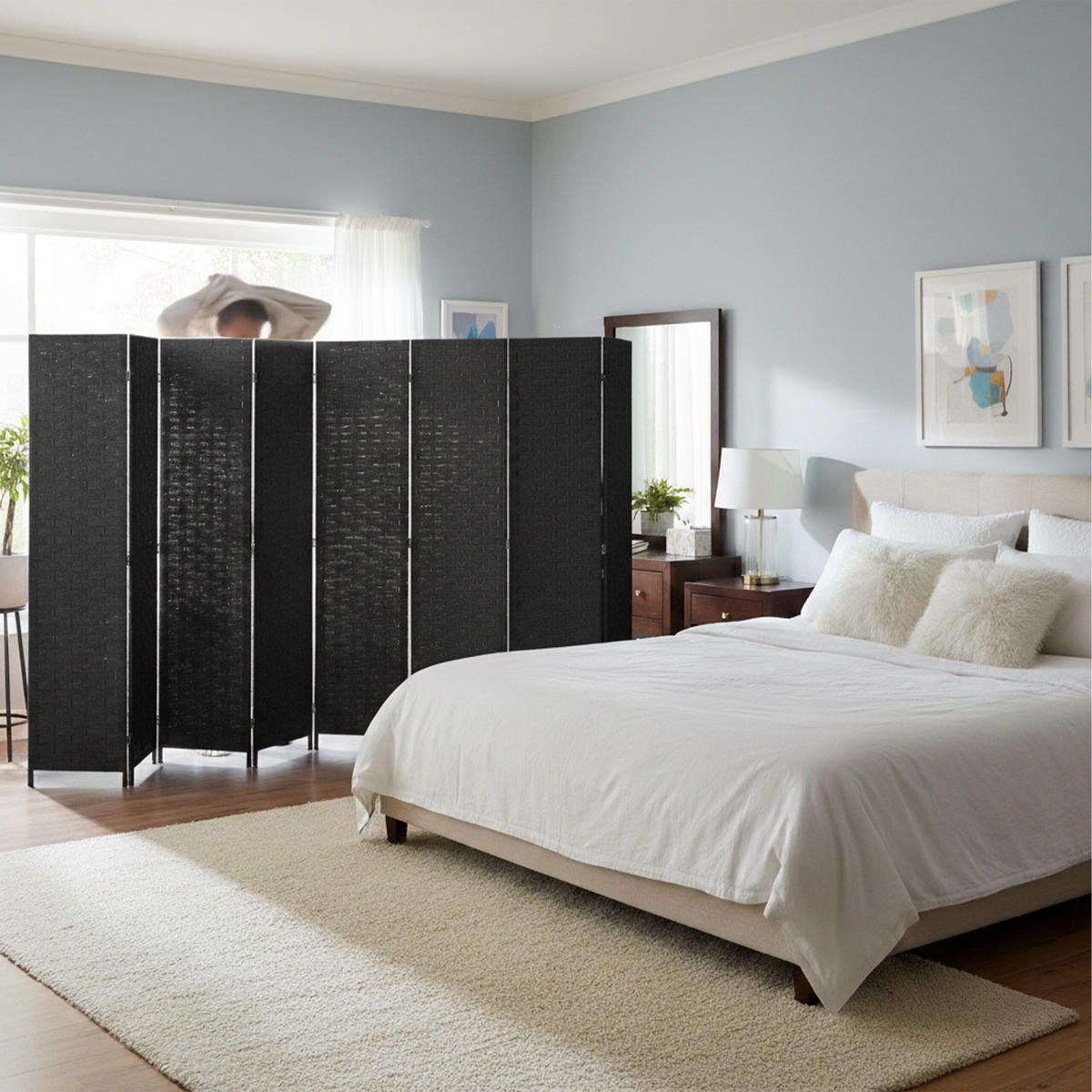 PARAVENT - Schwarz, Holz/Papier (320/170/2cm) - Relaxdays