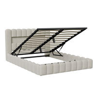 POLSTERBETT Polsterbett mit Stauraum 140x200 cm Leinen mit LED Kopfteil Beige - Beige, Holzwerkstoff (140/200cm) - Novahome