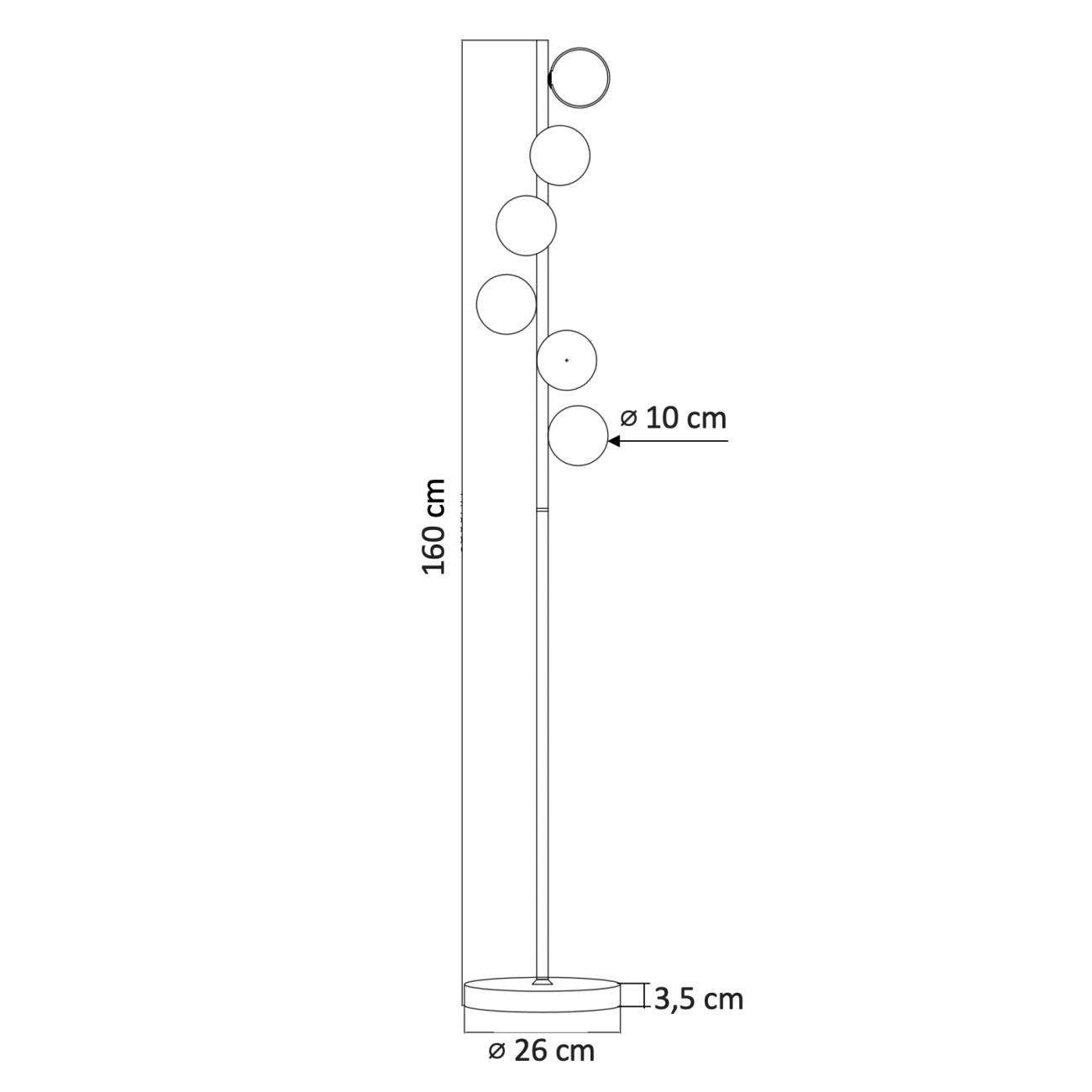 STEHLEUCHTE Sierra, Schwarz und gold, 160cm - Goldfarben, Glas (160/26/160cm) - KOSILUM