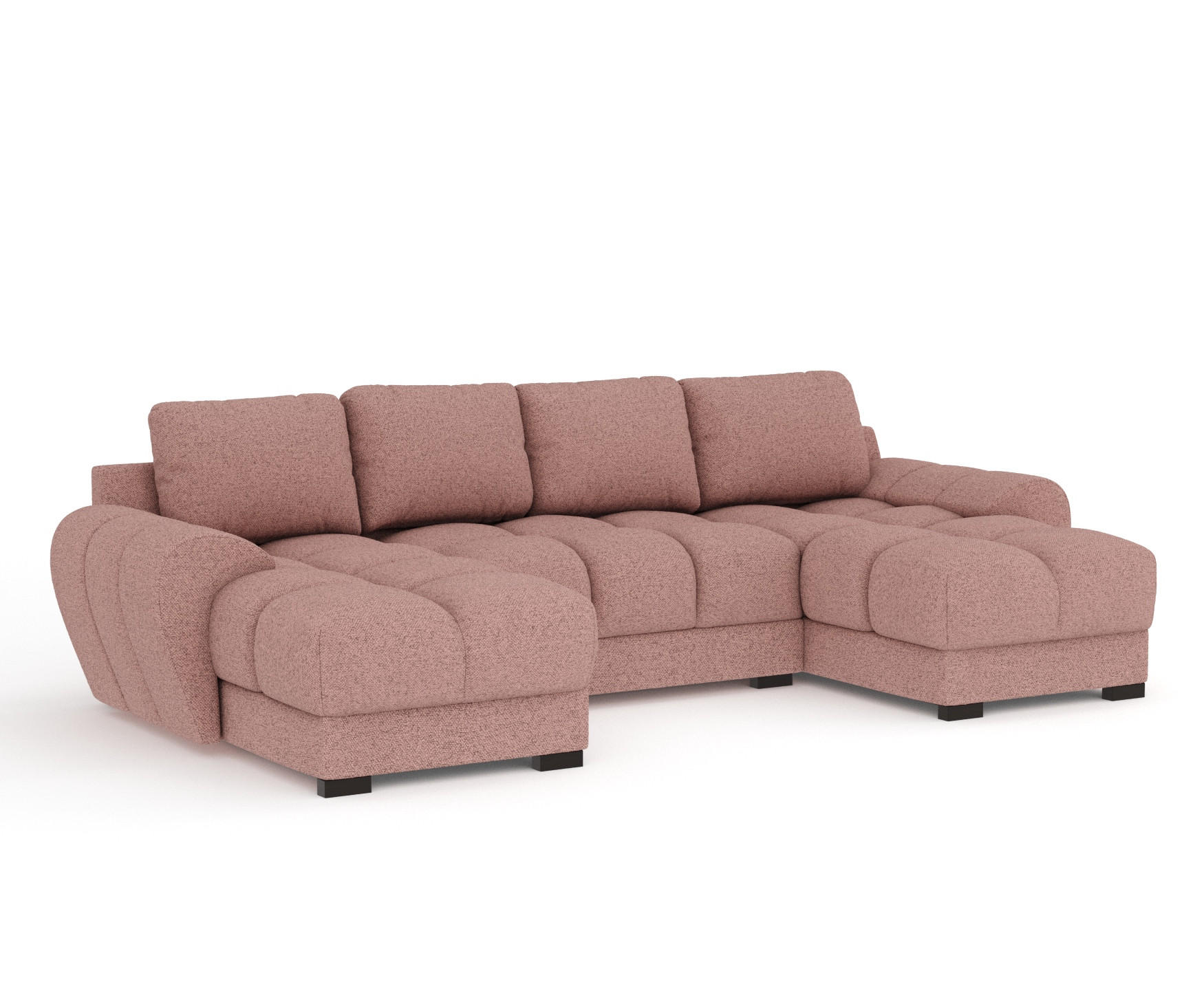 WOHNLANDSCHAFT Peebles Rosa Webstoff - Pink/Schwarz, Holz/Holzwerkstoff (330/90/175cm) - Maison de Reve