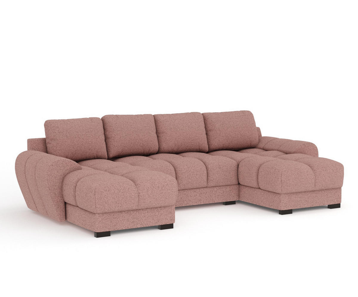 WOHNLANDSCHAFT Peebles Rosa Webstoff - Pink/Schwarz, Holz/Holzwerkstoff (330/90/175cm) - Maison de Reve