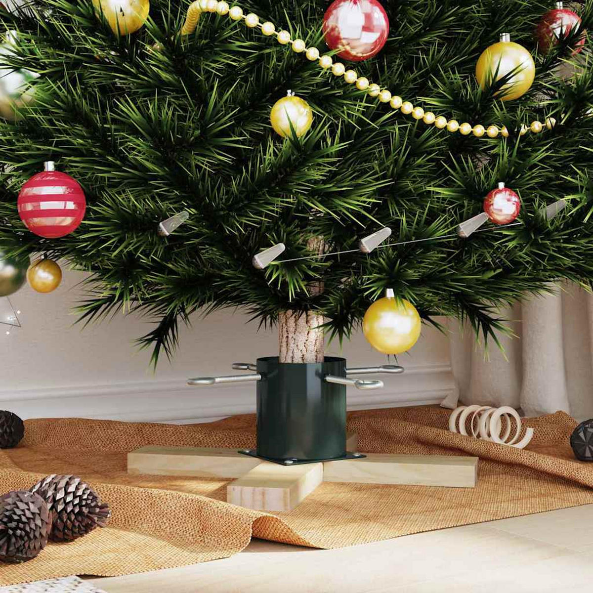 WEIHNACHTSBAUMSTAND 50/50/16 Cm Grün Massivholz Kiefer - Grün, Holz (50/16/50cm) - vidaXL