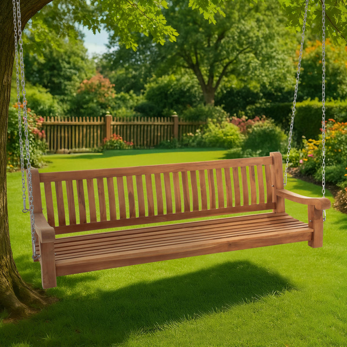 SCHAUKELBANK Muver Holz Teak Hängebank - Teakfarben, Holz (200/62/70cm) - DELUKE
