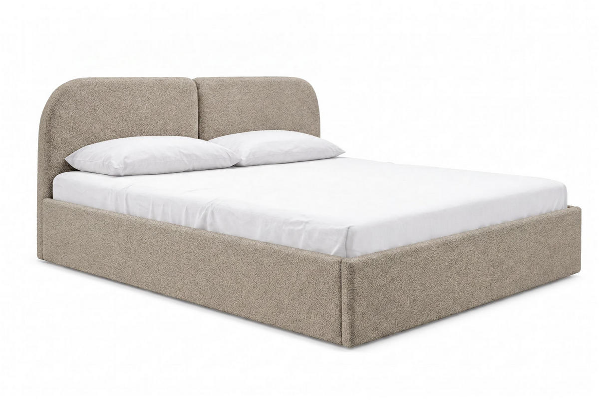 POLSTERBETT Sogno Taupe 160x200 cm, mit Bettkasten und weichem Kopfteil, Bouclé - Taupe, Holzwerkstoff/Textil (160/200cm) - Bettso