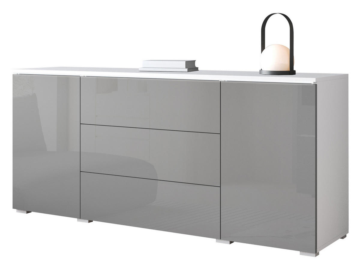 SIDEBOARD Vera 150 mit weißer LED Beleuchtung - Weiß/Grau, Holzwerkstoff (150/66/40cm) - MIRJAN24