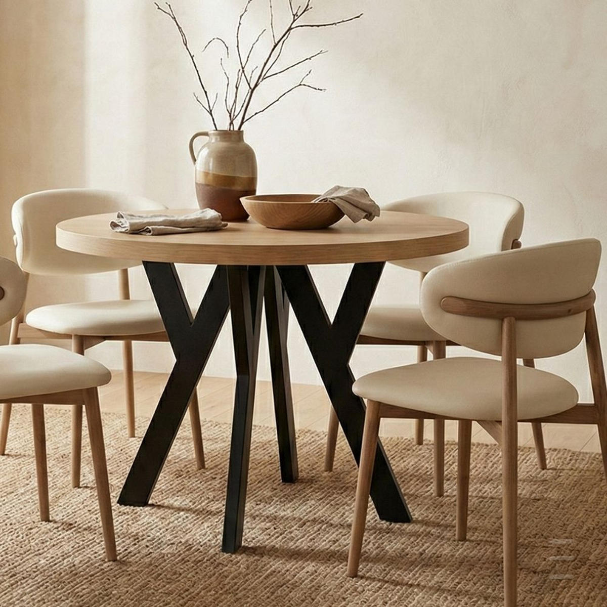 ESSTISCH Runder Ausziehbarer PERO 90/190, Eiche Craft Golden/Schwarz - Schwarz/Braun, Holz (190/90/77cm) - Dekori_Interiors