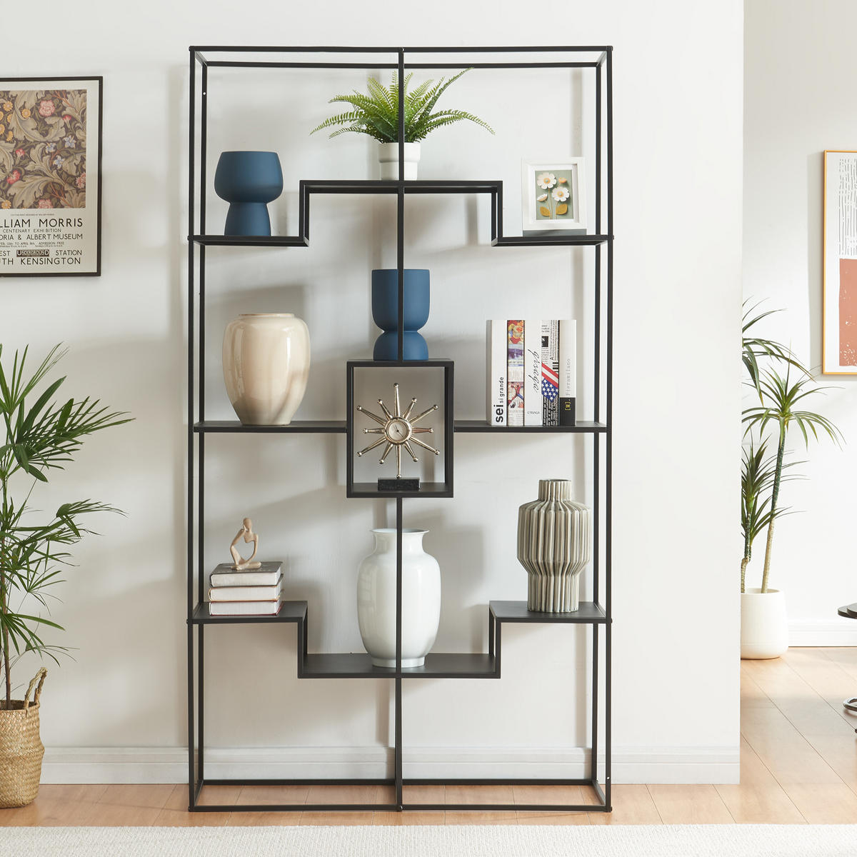 STANDREGAL Råde - Schwarz, Metall (100/180/35cm) - [en.casa]