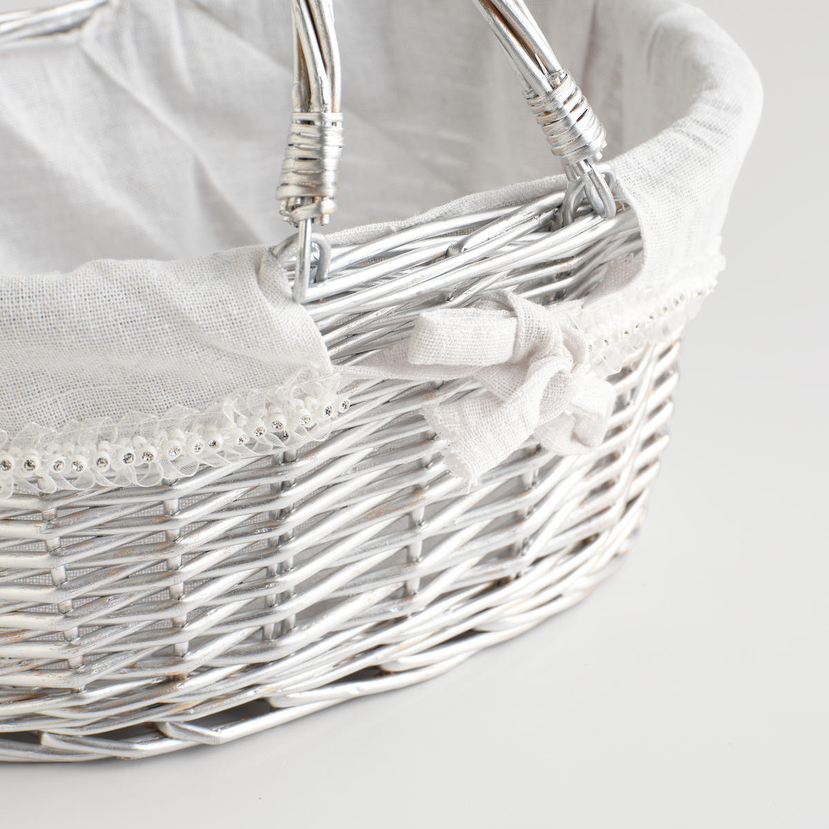 KORB MIT HENKEL Perla - Weiß, Naturmaterialien (23.5/24/31cm) - home&you