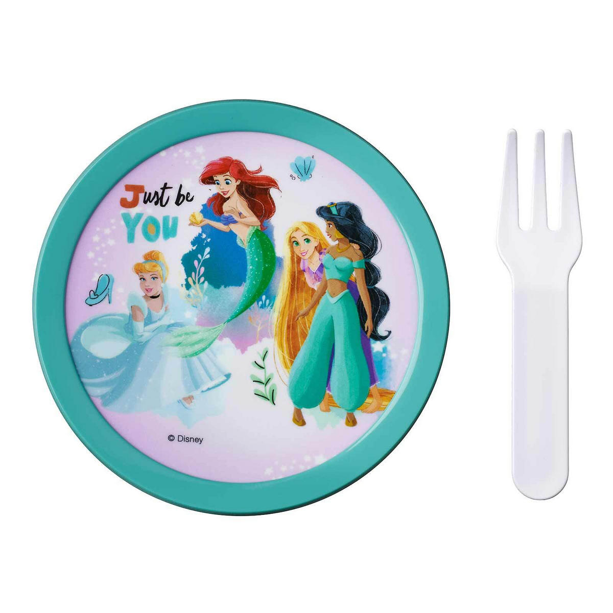 FRUCHTBOX MIT GABEL Campus Disney Princess 300 ml - Türkis/Lila, Kunststoff (6.7/10.4/6.7cm) - Mepal