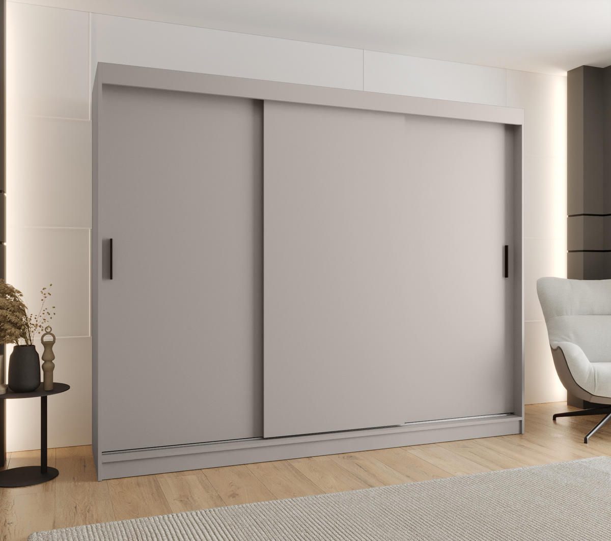 ŠATNÍ skříň s posuvnými dveřmi 200/250/62 3dveřová - černá/kašmírová, dřevo/plast (250/200/62cm)