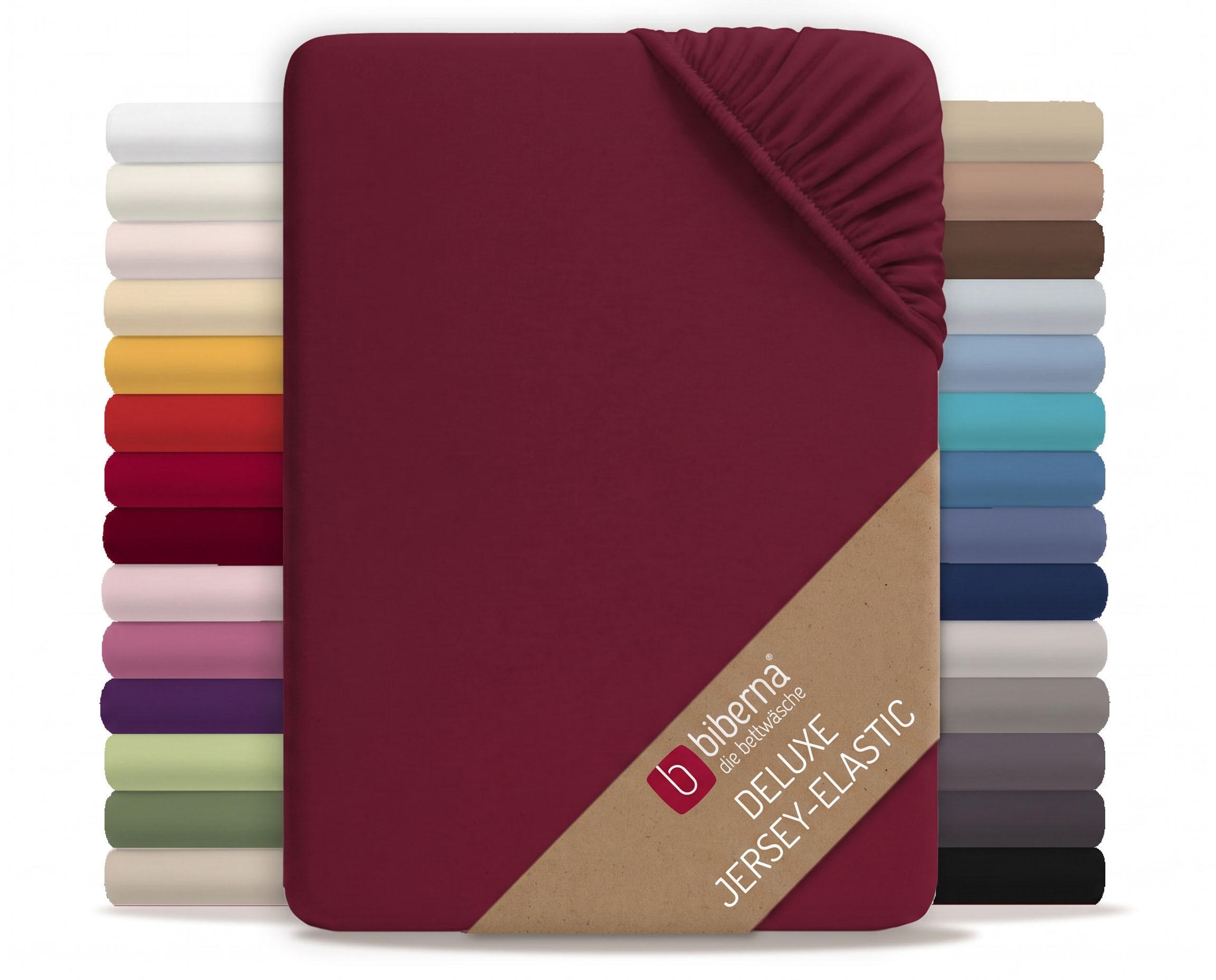 SPANNBETTTUCH Deluxe Jersey burgund, 140x200 cm - 160x220 cm - Bordeaux, Textil (160/220cm) - biberna
