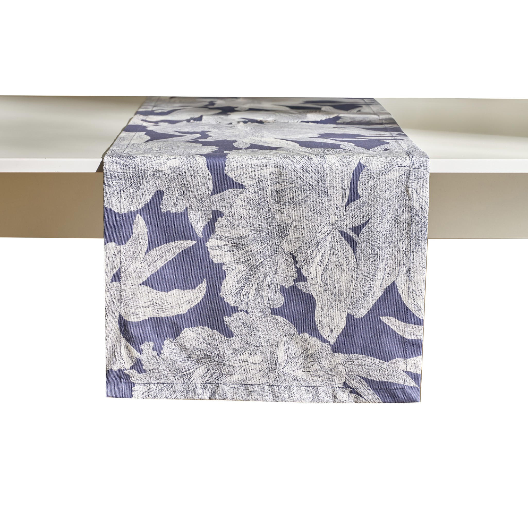 TISCHLÄUFER Flowa 40x180cm, Dunkelblau - Dunkelblau, Textil (180/40/1cm) - home&you