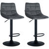 BARHOCKER 2er Set Samt dunkelgrau - Dunkelgrau/Schwarz, Textil/Metall (43/87/46.5cm) - CLP