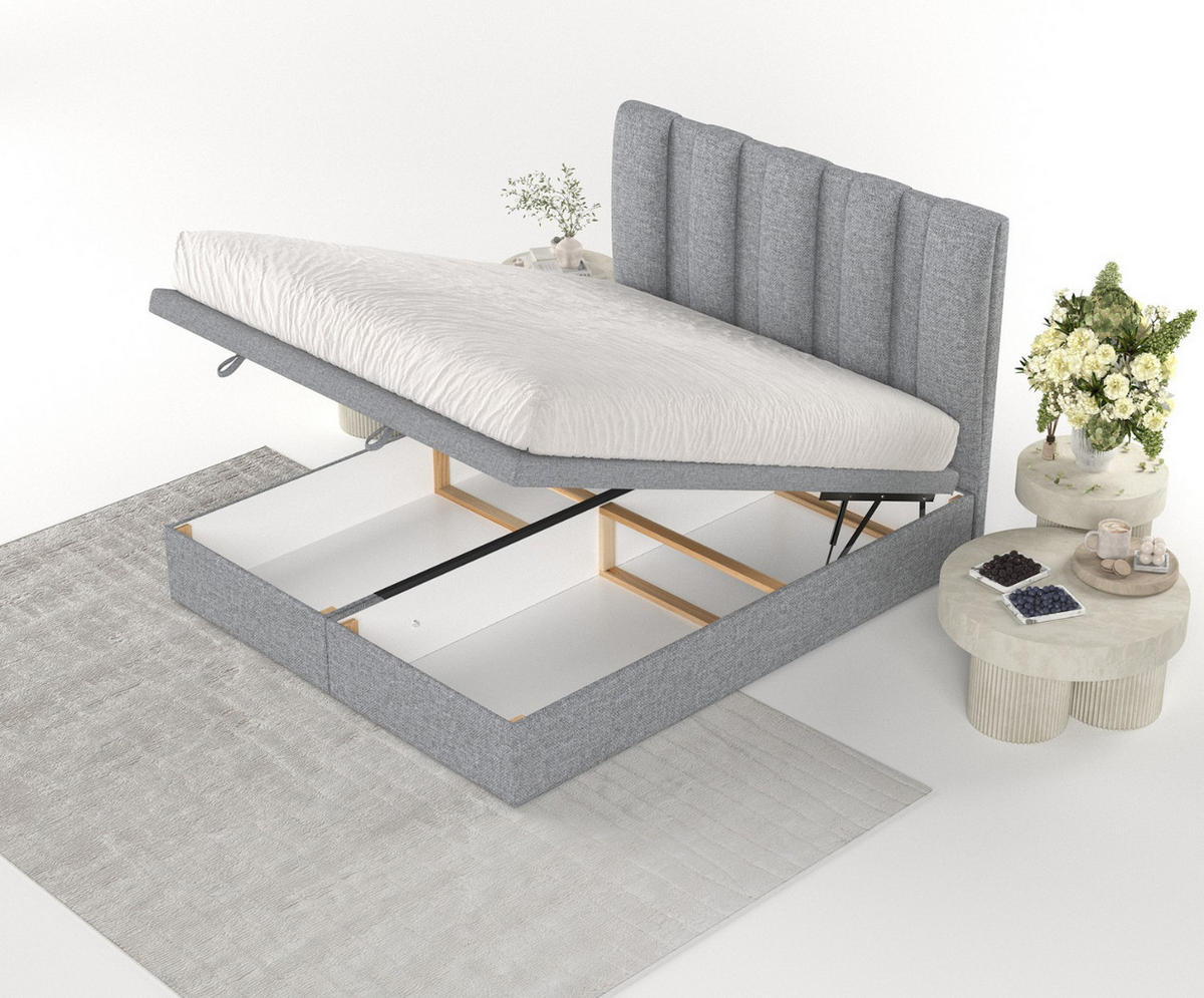 POLSTERBETT Orta mit Stauraum 140/200 cm Grau im Alta Stoff - Schwarz/Grau, Holz/Holzwerkstoff (140/200cm) - AltaBeds