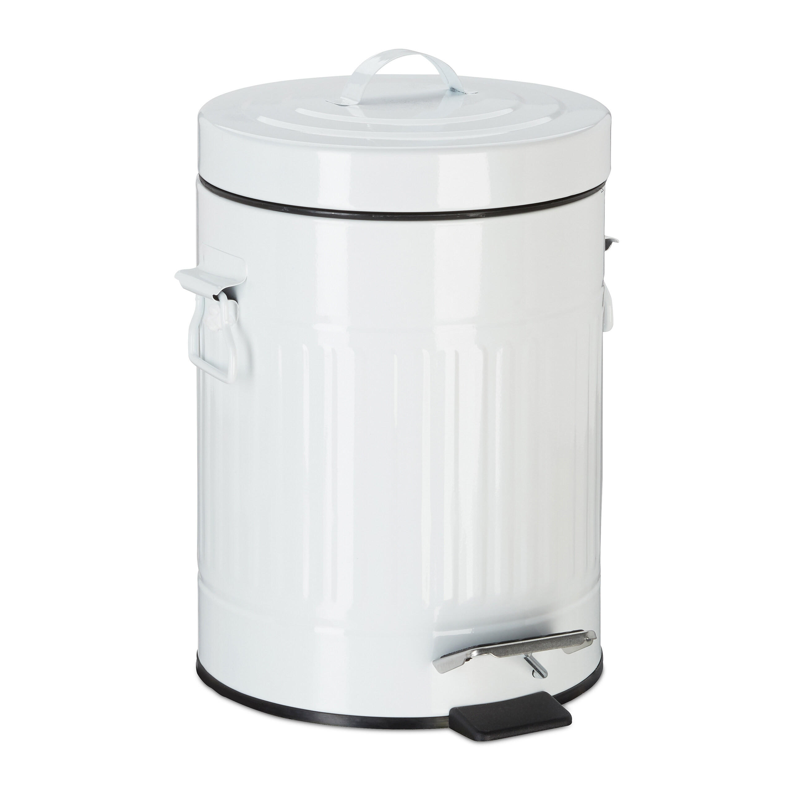 Relaxdays ODPADKOVÝKOŠ Bílá Vintage kovový s pedálem 5 l