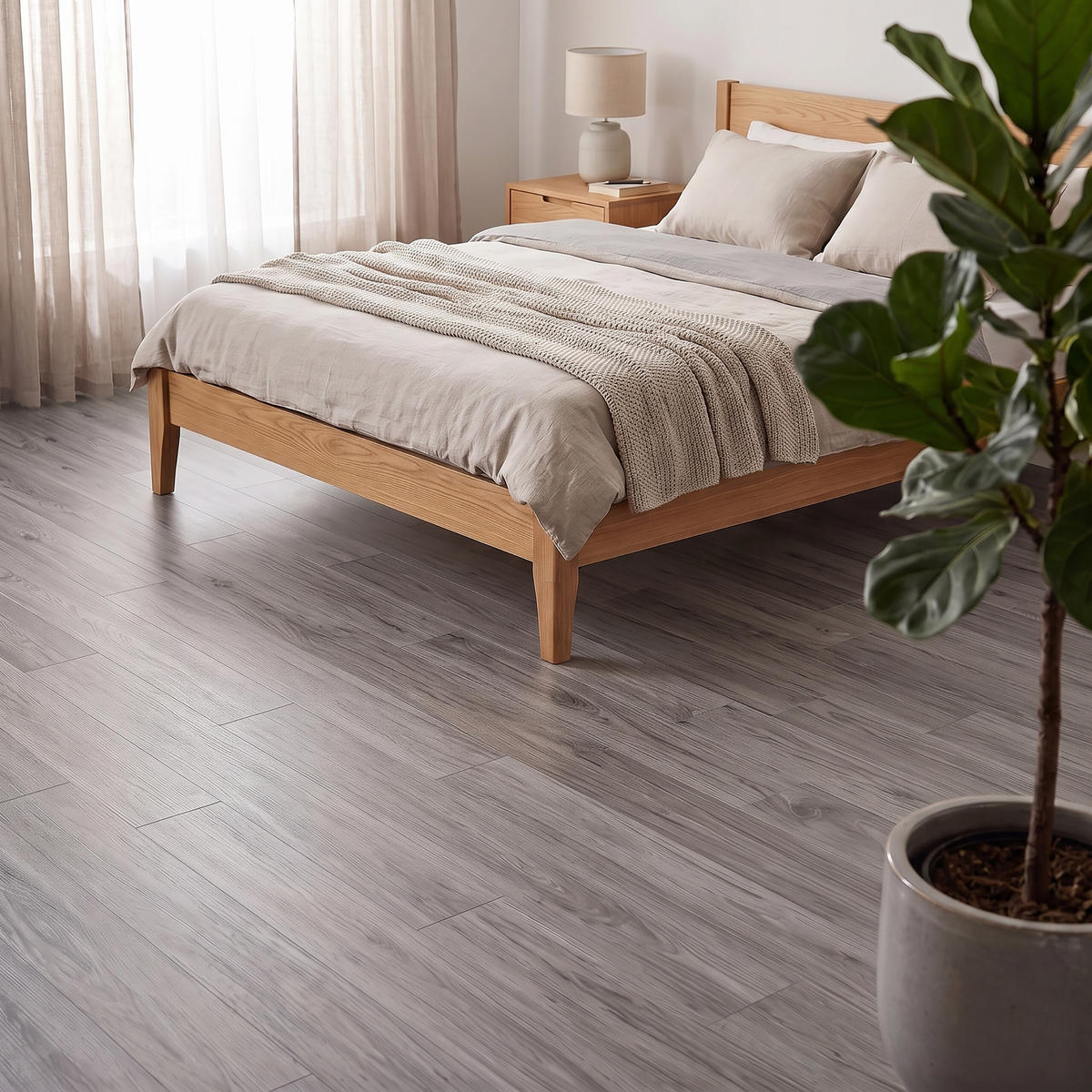 VINYLBODEN Eiche grau 36er-Set selbstklebend - Grau, Kunststoff (91.4/15.2/0.2cm) - Relaxdays