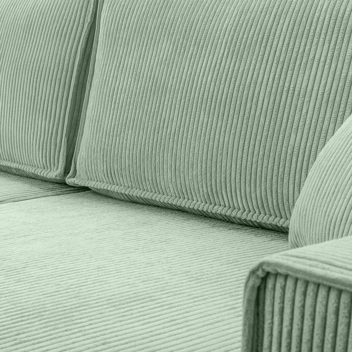 WOHNLANDSCHAFT Cedria Salbeigrün 389/145/85 cm mit Schlaffunktion - Schwarz/Grün, Kunststoff/Textil (389/85/145cm) - AX Living