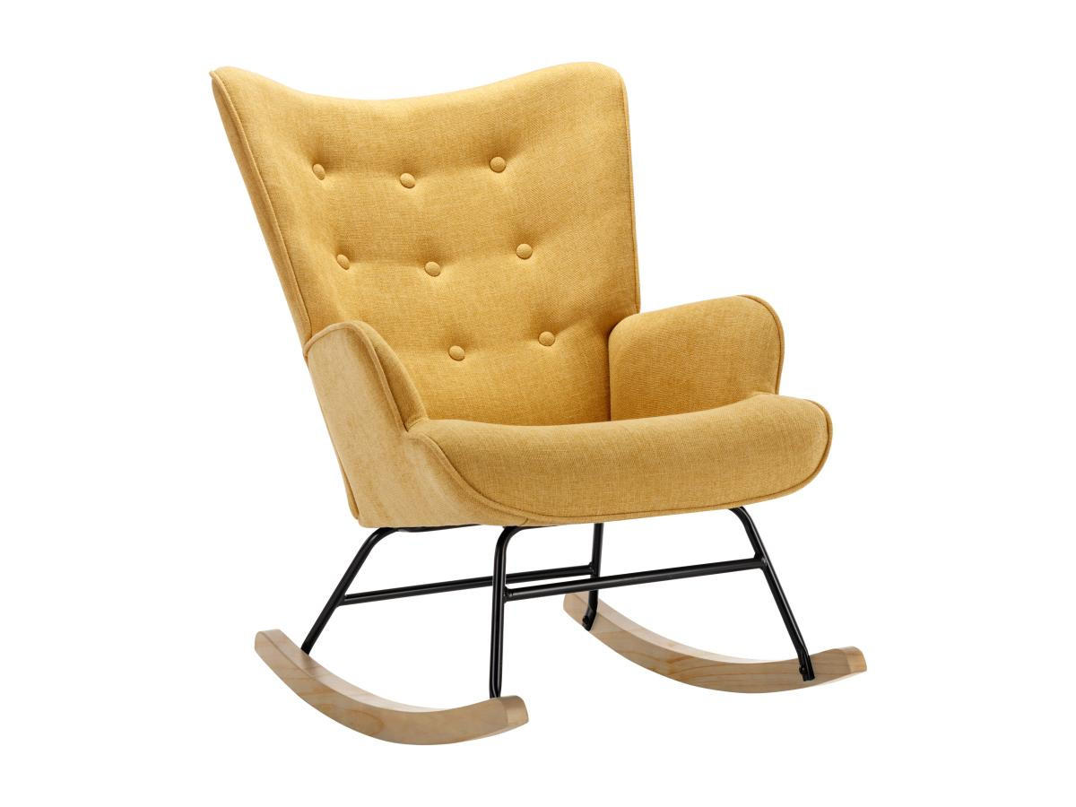 SCHAUKELSESSEL - melierter Stoff - Senfgelb - ELMINA II - Gelb, Textil (68/91/86cm) - Vente-Unique