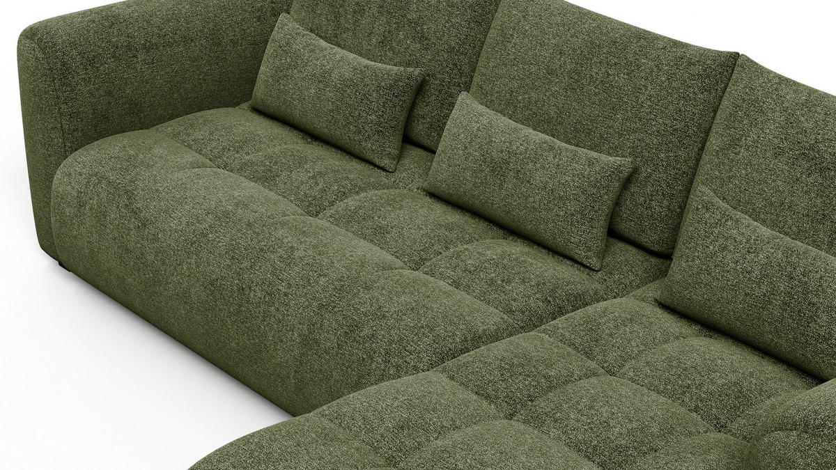 ECKSOFA SORENO 4-Sitzer, dunkelgrün - Dunkelgrün/Schwarz, Holz/Textil (293/171cm) - Courtois Laville