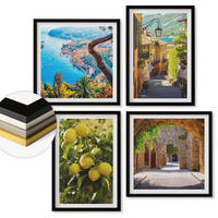 WANDBILDER 4er-Set - 50x50 cm & 40x60 cm Schwarzer Rahmen - Straßen am Meer, ein Meer aus Zitronen - Schwarz, Kunststoff (50/50cm) - ArtPrintCave
