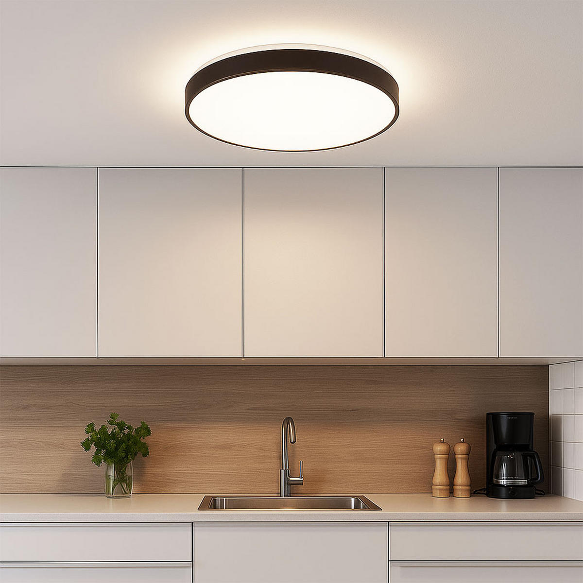 LED DECKENLEUCHTE ECLYPSE Anthrazit Opal - Anthrazit, Metall (48/48/5.5cm) - Globo Lighting