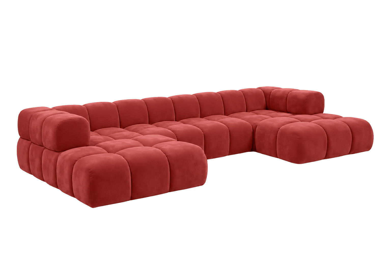 ECKSOFA U-Form, Veloursstoff Bluvel, Rotwein, Averro U XL - Weinrot, Holz (400/70/150cm) - Kaiser Möbel
