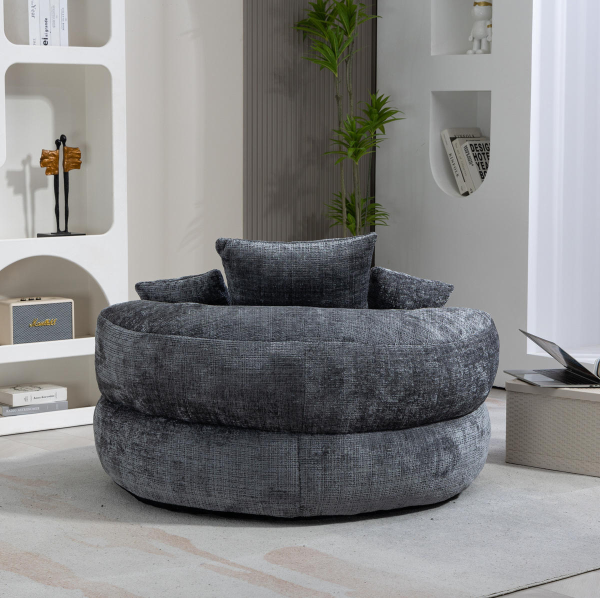 SESSEL 108/52/108 cm Grau aus Chenille - Grau, Textil (108/52/108cm) - OKMYHOME