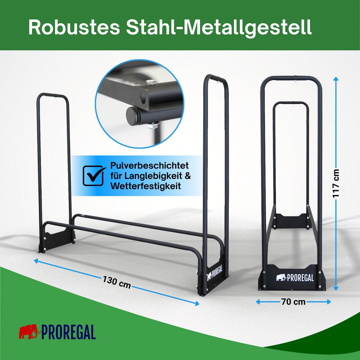 KAMINHOLZREGAL Chimera außen inkl Abdeckung 117x130x36cm Schwarz - Schwarz, Metall (130/117/36cm) - PROREGAL