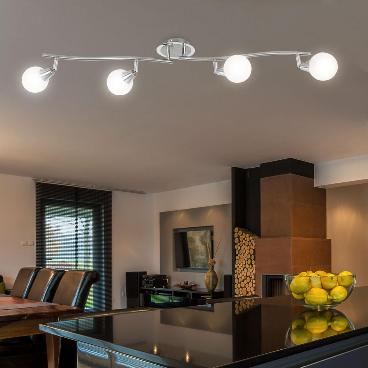 LED DECKENLEUCHTE Metall Silber - Silberfarben, Metall (90/19/19cm) - Globo Lighting