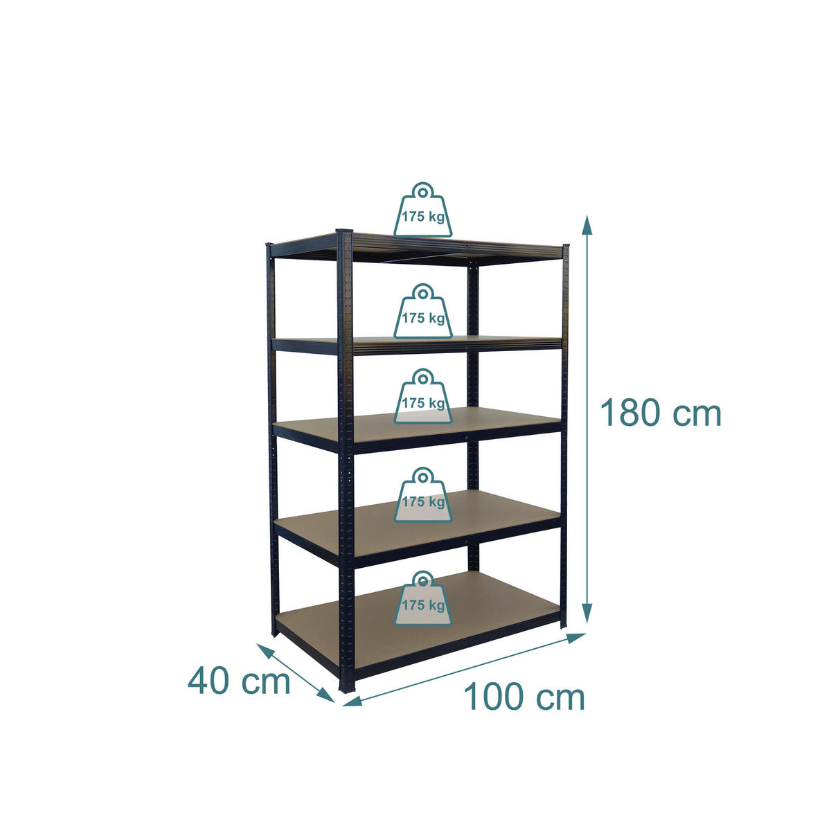 SCHWERLASTREGAL - Multicolor, Holzwerkstoff/Kunststoff (100/180/40cm) - Relaxdays
