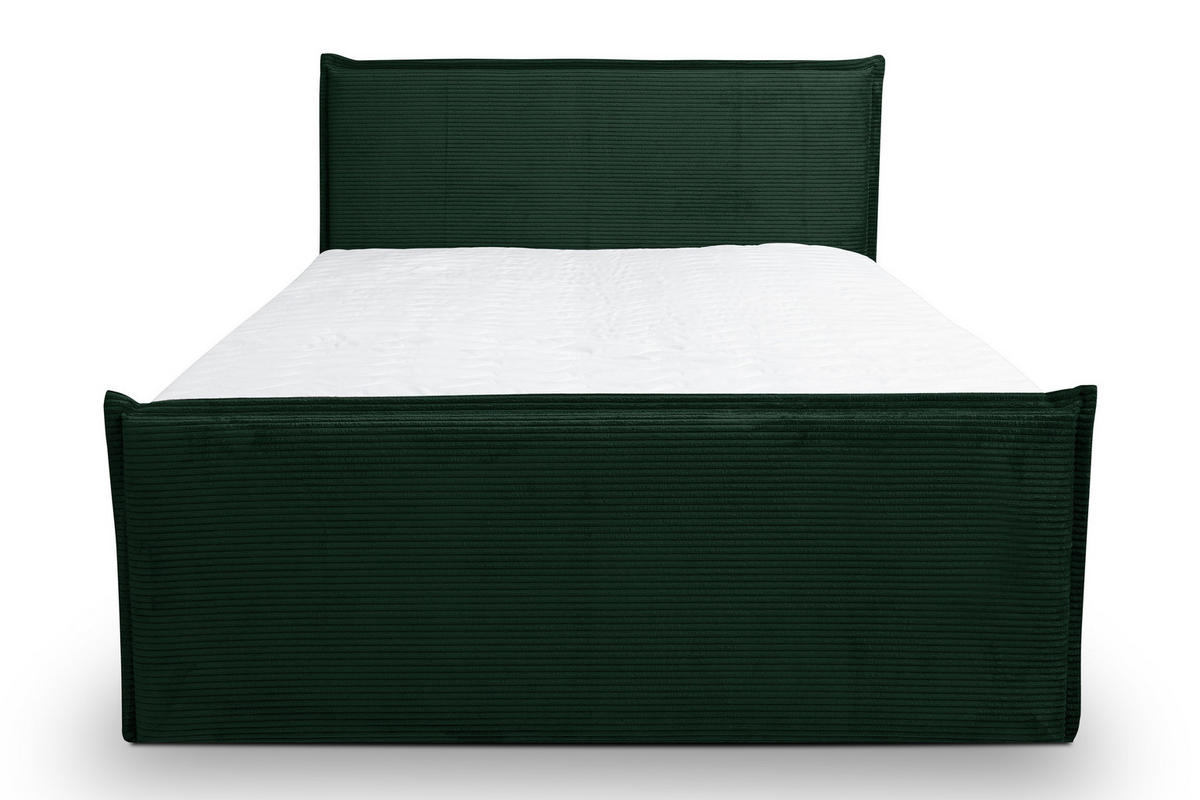 BOXBETT Vanessa mit 2 Bettkästen, 140x200, Farbe: Grün, Cordstoff, mit Bonell-Matratze inkl. Topper - Grün, Holz/Kunststoff (140/200cm) - VENASI MÖBEL