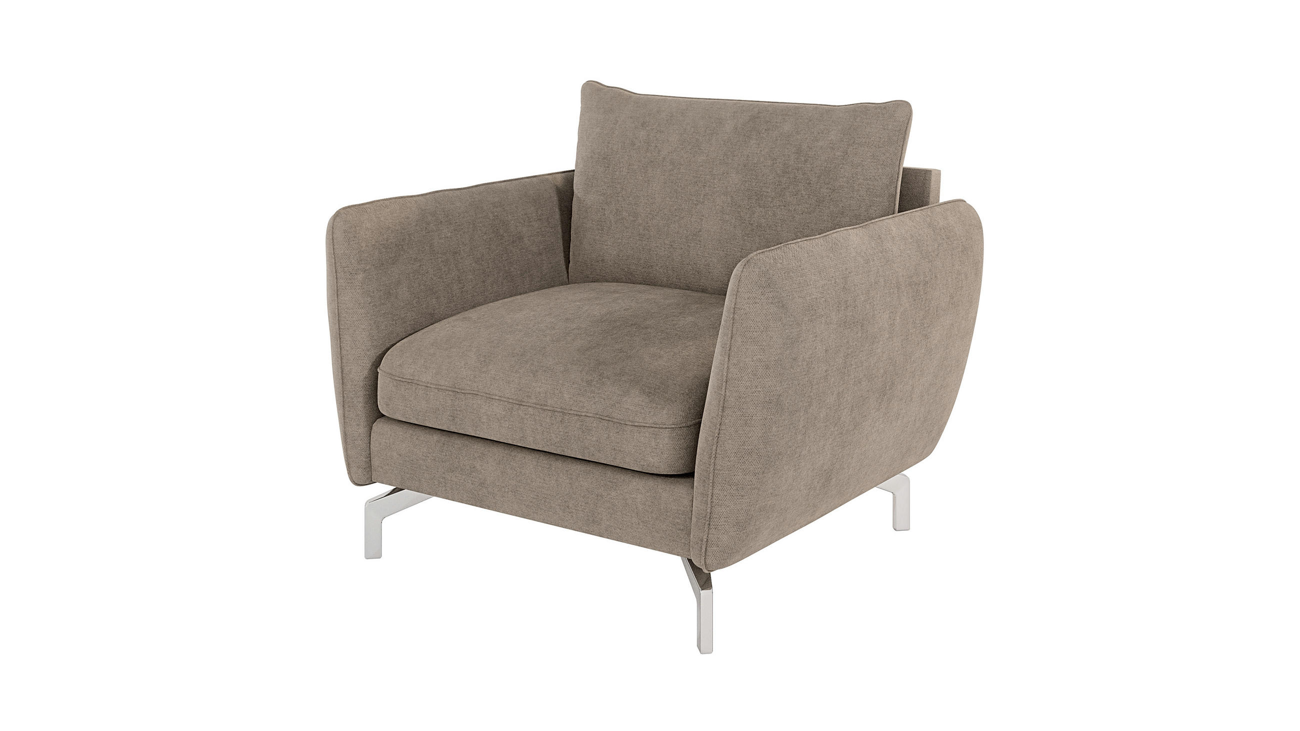 SESSEL Elou Dunkelbeige Microfaser - Chromfarben/Beige, Holz/Textil (103/87/92cm) - S-Style Möbel