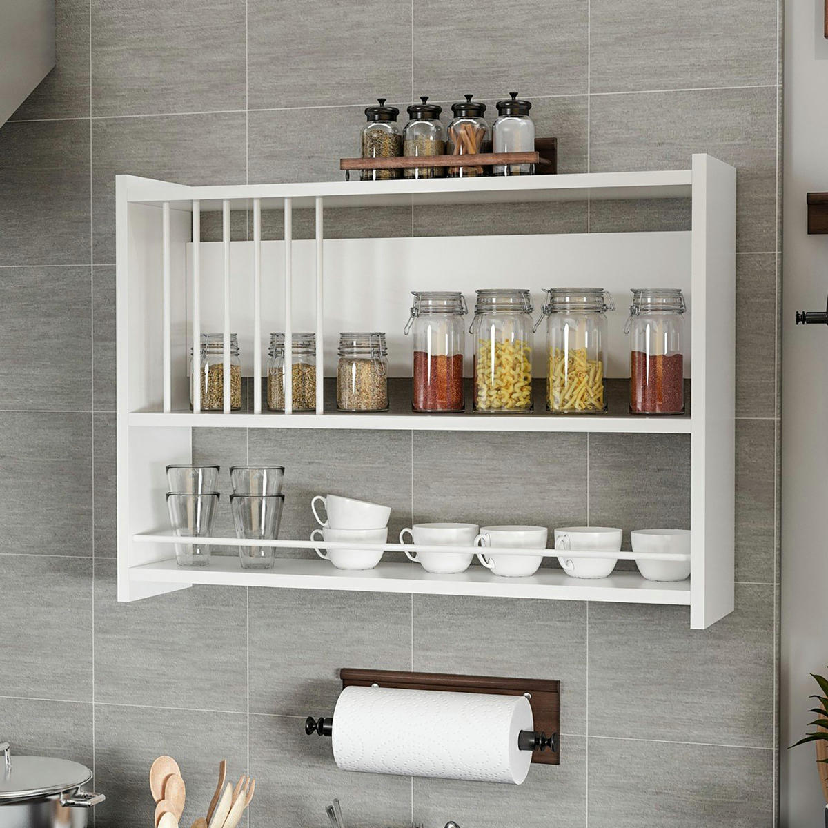 WANDREGAL Helsingør - Weiß, Holzwerkstoff (84/60/20cm) - [en.casa]