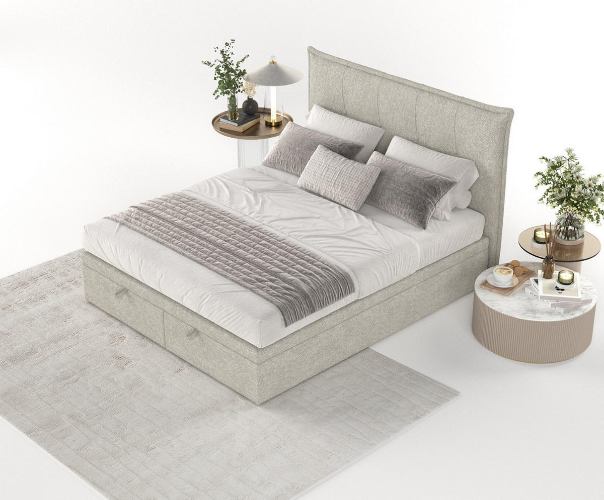 POLSTERBETT Liano mit Stauraum 160/200 cm Beige im Alta Stoff - Beige/Schwarz, Holz/Holzwerkstoff (160/200cm) - AltaBeds
