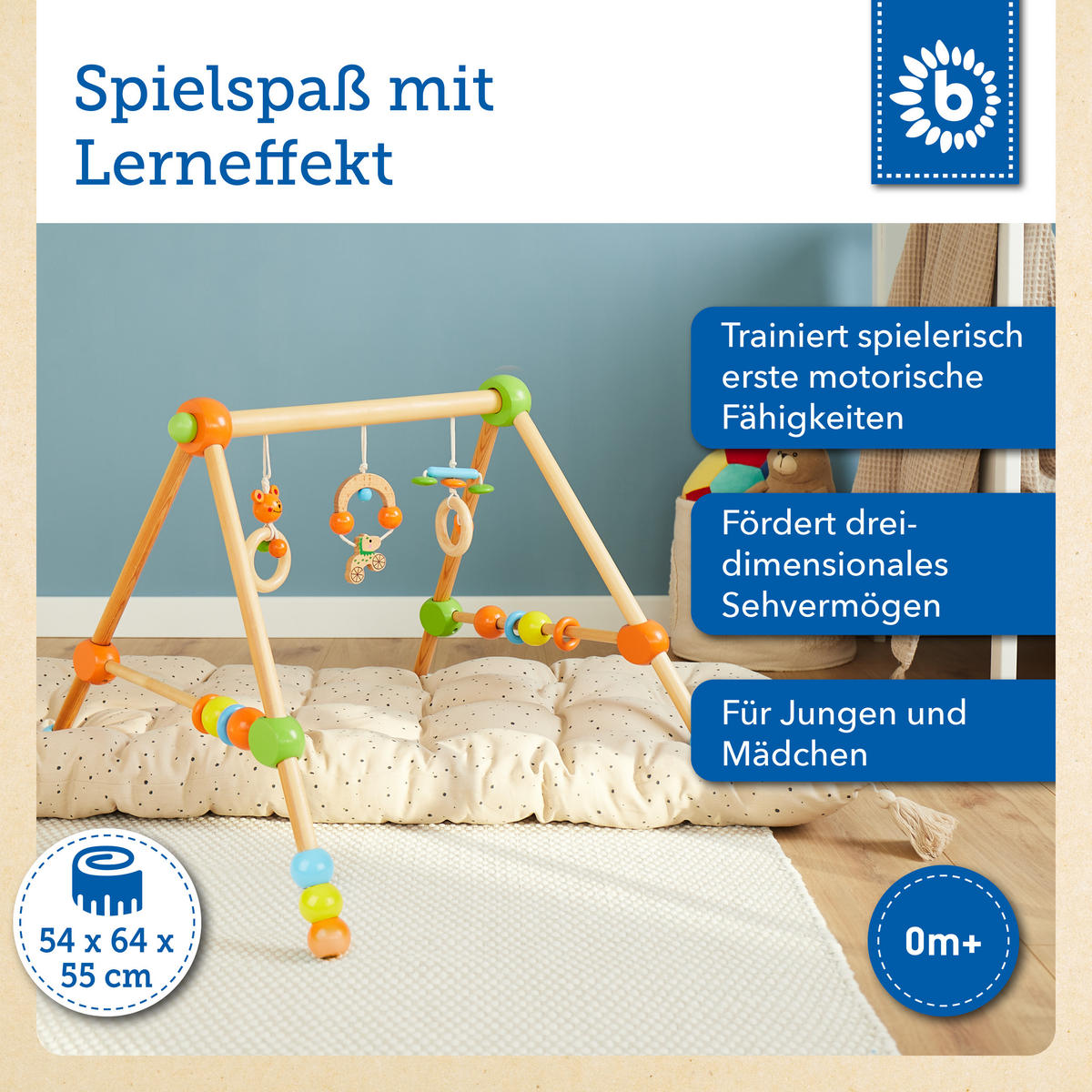 SPIELBOGEN Holz Höhenverstellbar - ab Ge - Orange, Holz (64/54cm) - Bieco Spielwaren