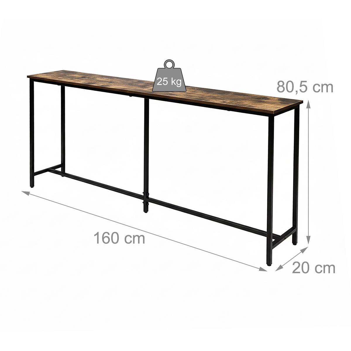 KONSOLENTISCH - Multicolor, Holzwerkstoff/Metall (20/160/80.5cm) - Relaxdays