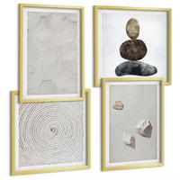 BILDER SET 4er Set - 50x50 cm & 40x60 cm Goldrahmen - Sandsteine moderne Farbe - Goldfarben, Kunststoff (50/50cm) - TULUP