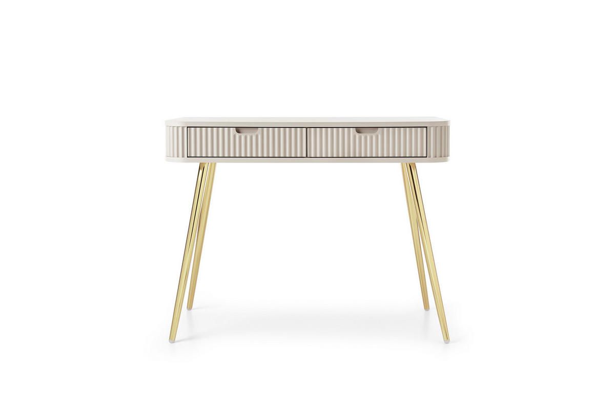 KONSOLENTISCH PORTO (Oval, Rillenfront, Cashmere Matt, Goldene Füße) - Kaschmir/Goldfarben, Holz/Holzwerkstoff (49/103/80cm) - Ravio
