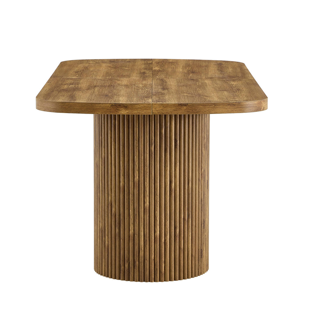 ESSTISCH mit geriffeltem Säulenfuß DE-40052 Holzoptik - Naturfarben, Holzwerkstoff (90/180/76cm) - ComfortXL