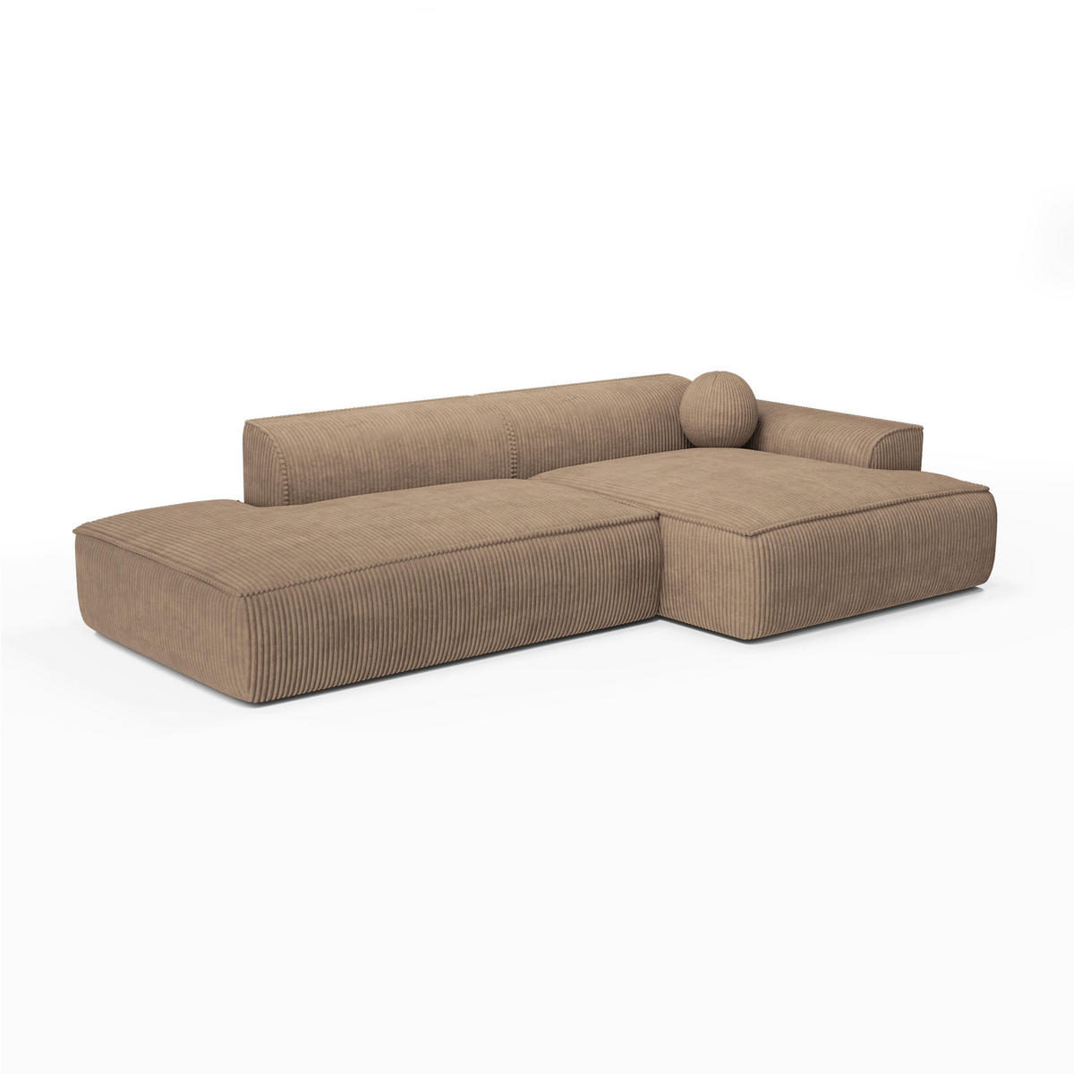 ECKSOFA RECHTS Gerippter Samt Taupe 300cm - Taupe, Textil (300/155cm) - Sia Home