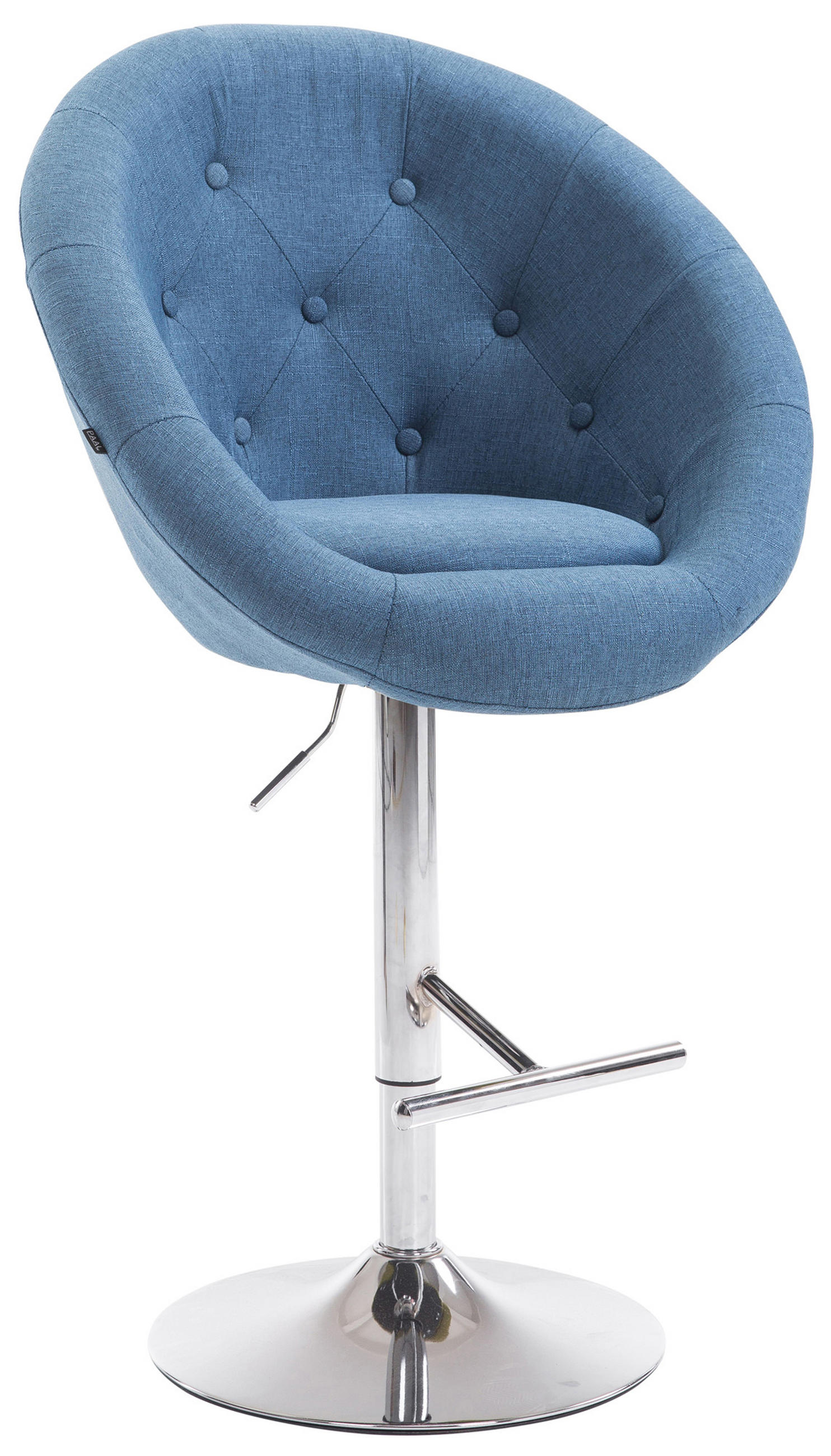 BARHOCKER Landern Stoff chrom blau - Blau/Chromfarben, Textil/Metall (65/128/57cm) - TPFLiving