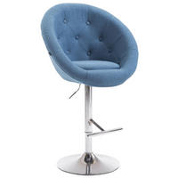 BARHOCKER Landern Stoff chrom blau - Blau/Chromfarben, Textil/Metall (65/128/57cm) - TPFLiving
