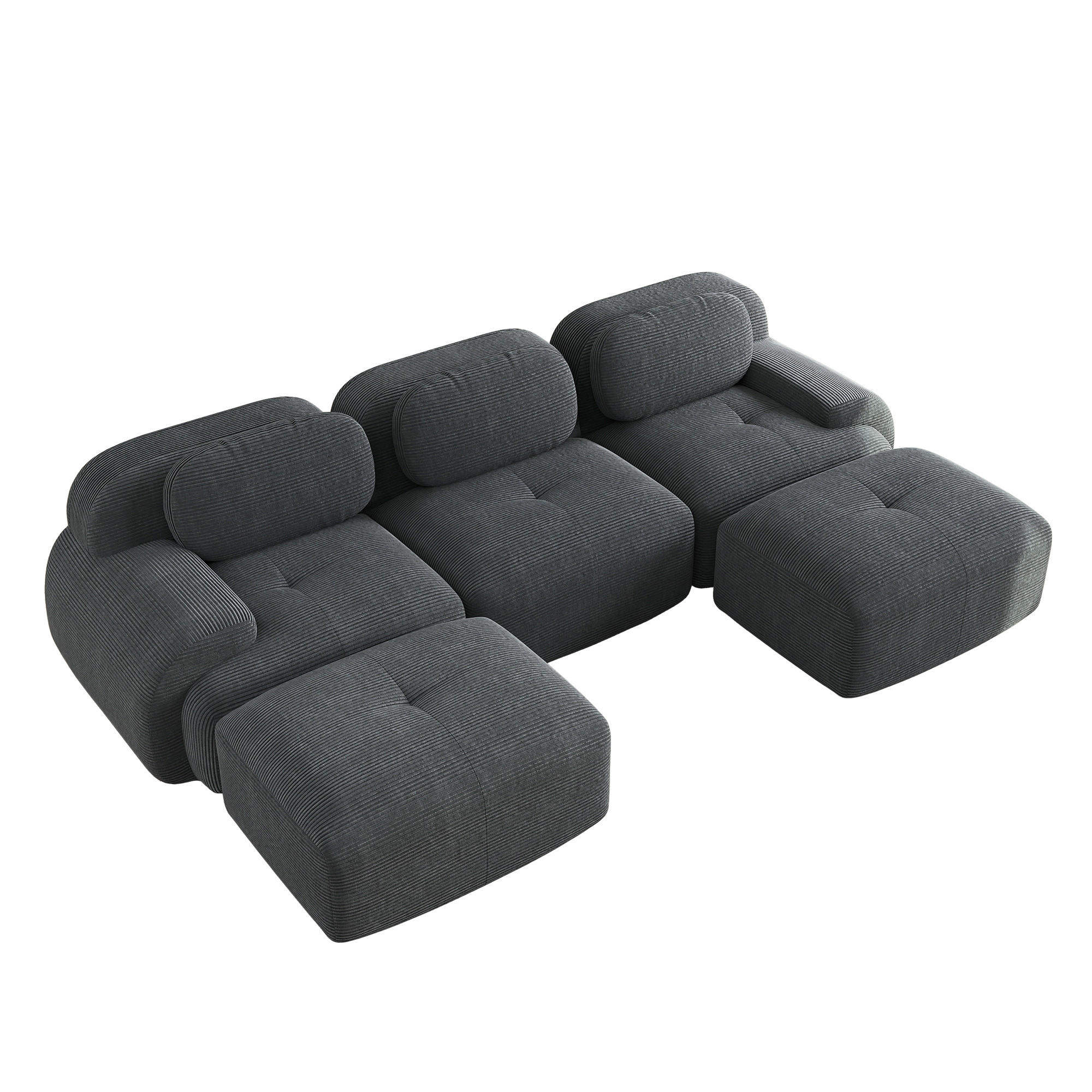 WOHNLANDSCHAFT DE-34025 modular Grau - Grau, Textil (178/75/298cm) - ComfortXL