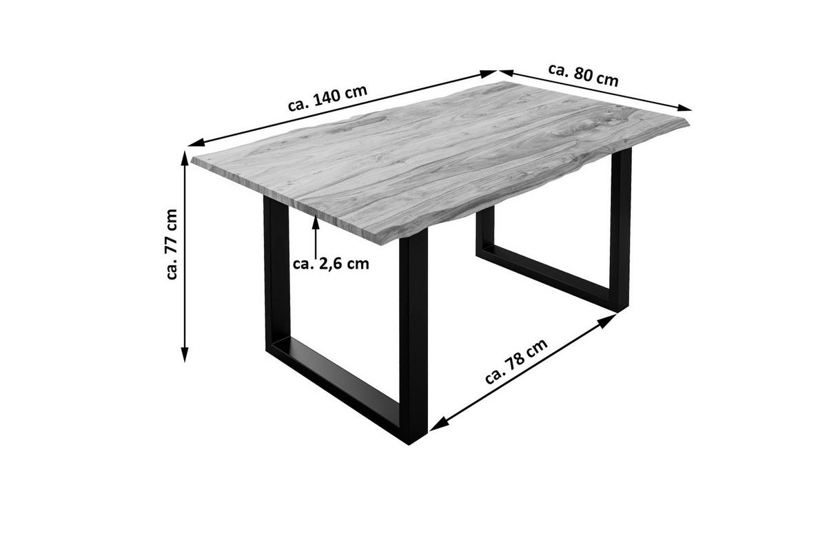ESSTISCH MAILAND - Beige/Schwarz, Holz/Metall (80/140/77cm) - SAM