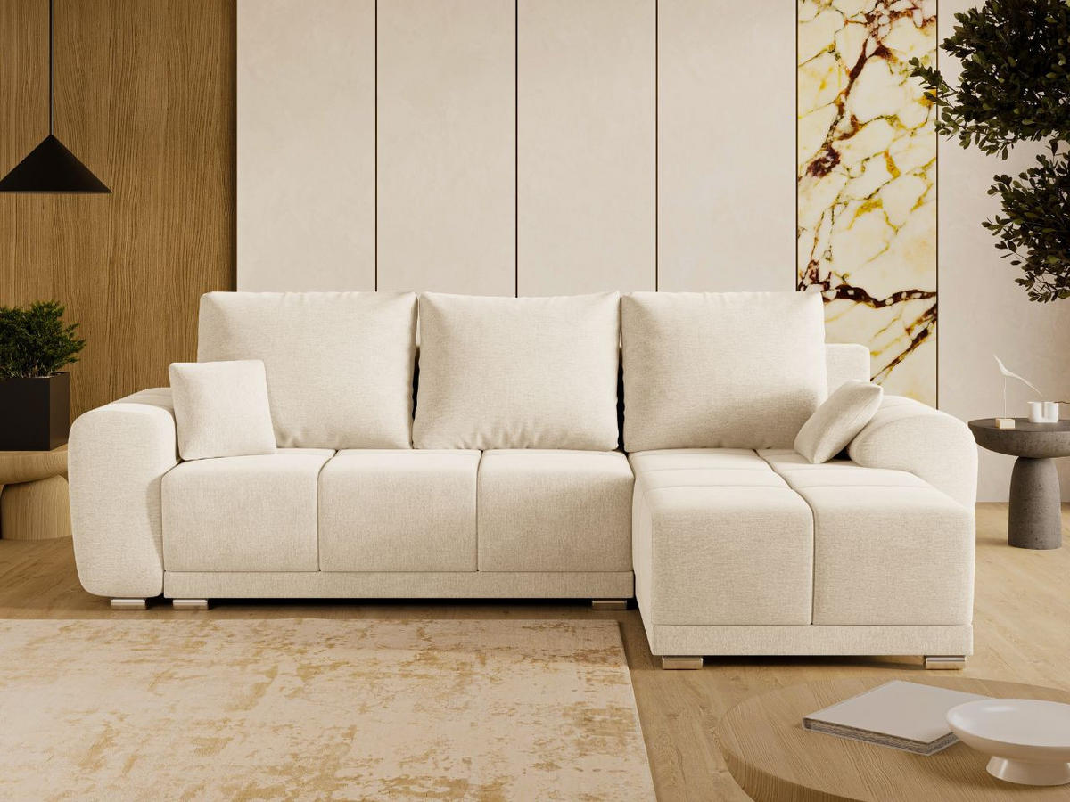 ECKSOFA Monti Beige Rechts - Beige/Silberfarben, Holz/Textil (290/188cm) - Graingold