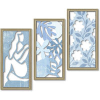 WANDDEKO Blau Pflanzenmuster Holz Wandschmuck - Akaziefarben, Holzwerkstoff (40/1cm) - Authentics