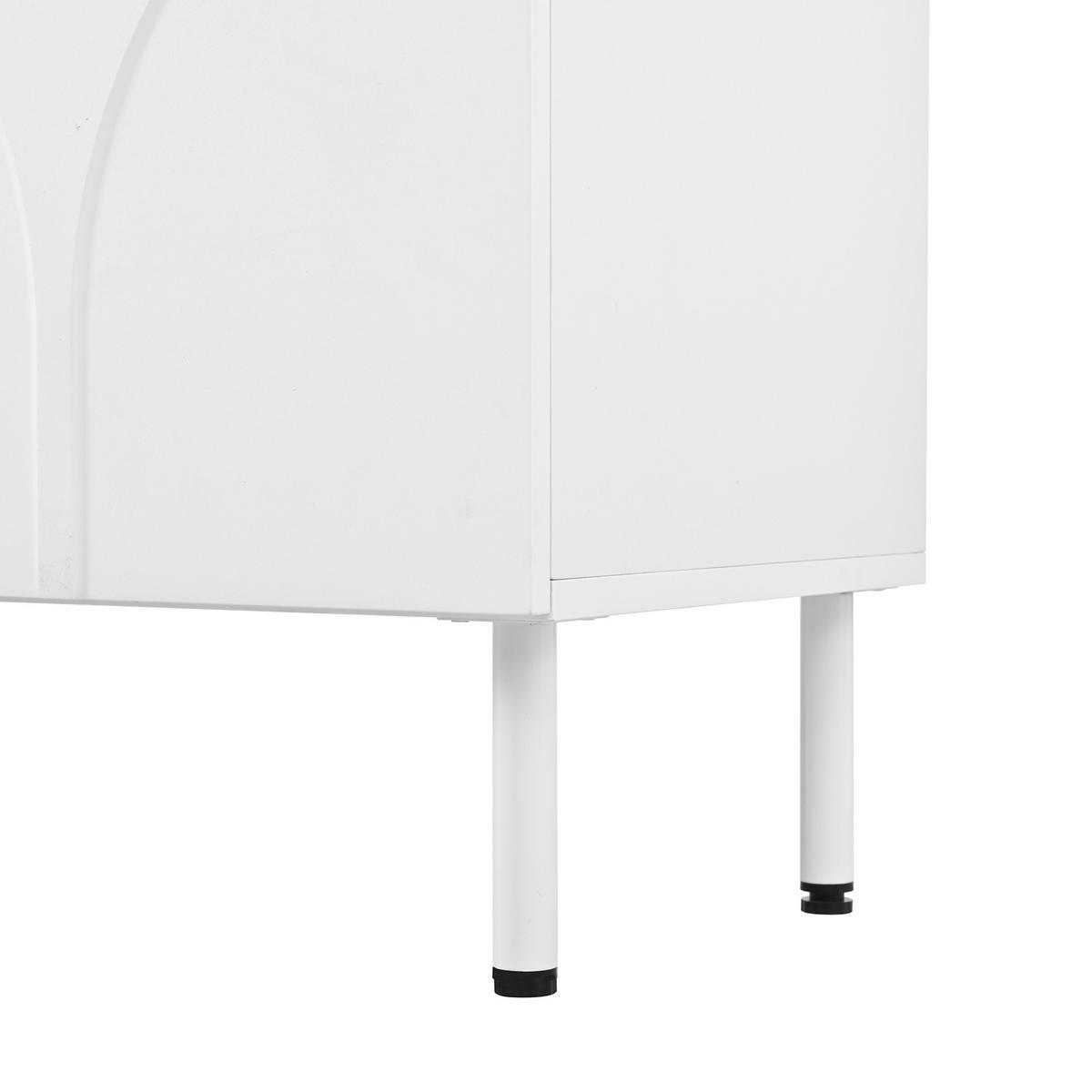 LOWBOARD in Weiß TV-Schrank mit Metallfüße, 180 L x 35 B x 49H(cm), Wohnzimmer - Weiß, Holzwerkstoff/Metall (180/49/35cm) - STILVORA
